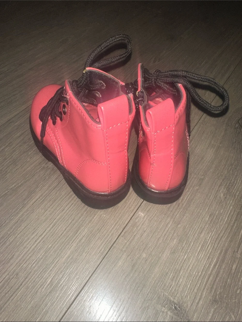 Kids Pink Lace-Up Ankle Boots